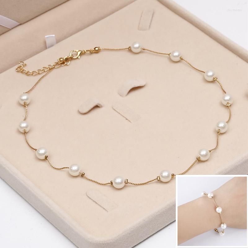 

Necklace Earrings Set Hesiod Simulated Pearl Jewelry Wedding Engagement Chain Charm Bracelets Short Women Beads Party, Picture shown