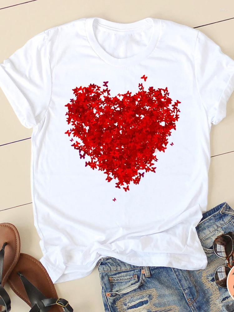 

Women' T Shirts Print T-shirts Clothing Flower Love Heart Cute 90s Women Clothes Short Sleeve Ladies Summer Casual Fashion Female Graphic, Sn29456