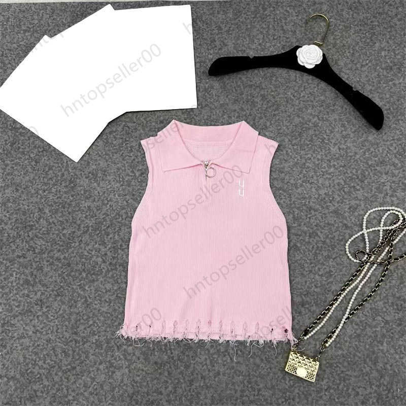 

Pink Womens Tanks Designer Spring Summer Clothes Fashion Leisure Luxury Classic Brand Letter Logo Printed Lapel Design Sleeveless Pure Cotton Vest, 11