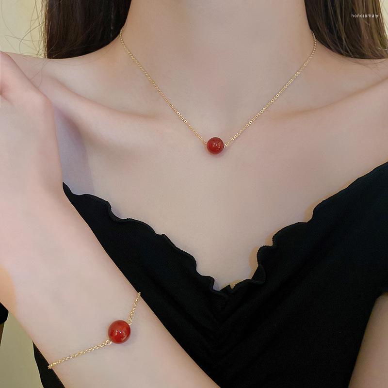 

Chains Arrival Fashion Necklaces Women Trendy Red Bean Round Bead Simple Elegant Female Jewelry