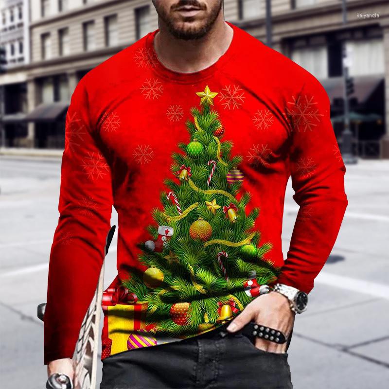

Men's T Shirts Men's Autumn Long Sleeve T-shirt Male Santa Claus Tshirt Christmas Tree Print Shirt Snowman Tee Tops Streetwear O-Neck, Nsc004-08
