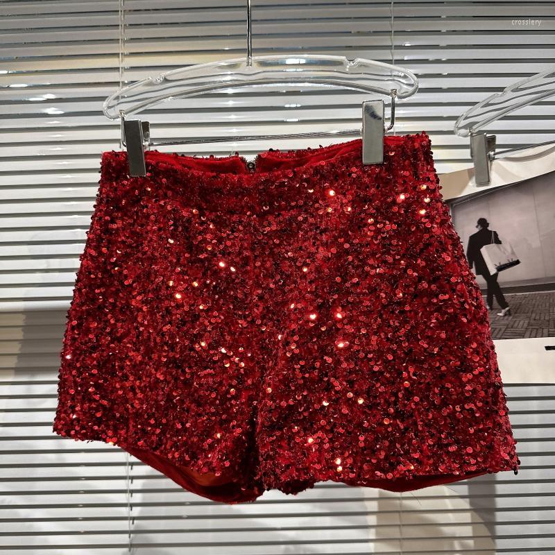 

Women' Shorts Colored Sequins Shiny Heavy Zipper Night Club Three-Way High Waist Pants Sexy Party Clothes 2023 Summer Fashion