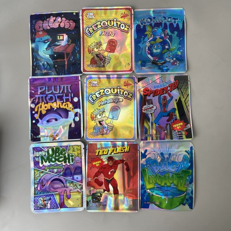 

3.5g Smell Proof Plastic Mylar Bags Edibles Backpack Boyz Runty Gelato Zerbert Special Die Cut Shaped Bags Zipper Flower Cali Packs