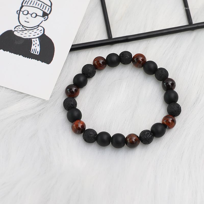 

Strand Onyx Tiger Eye Beaded Bracelet 8mm Natural Beads Healing Jewelry Women Men Positive Energy