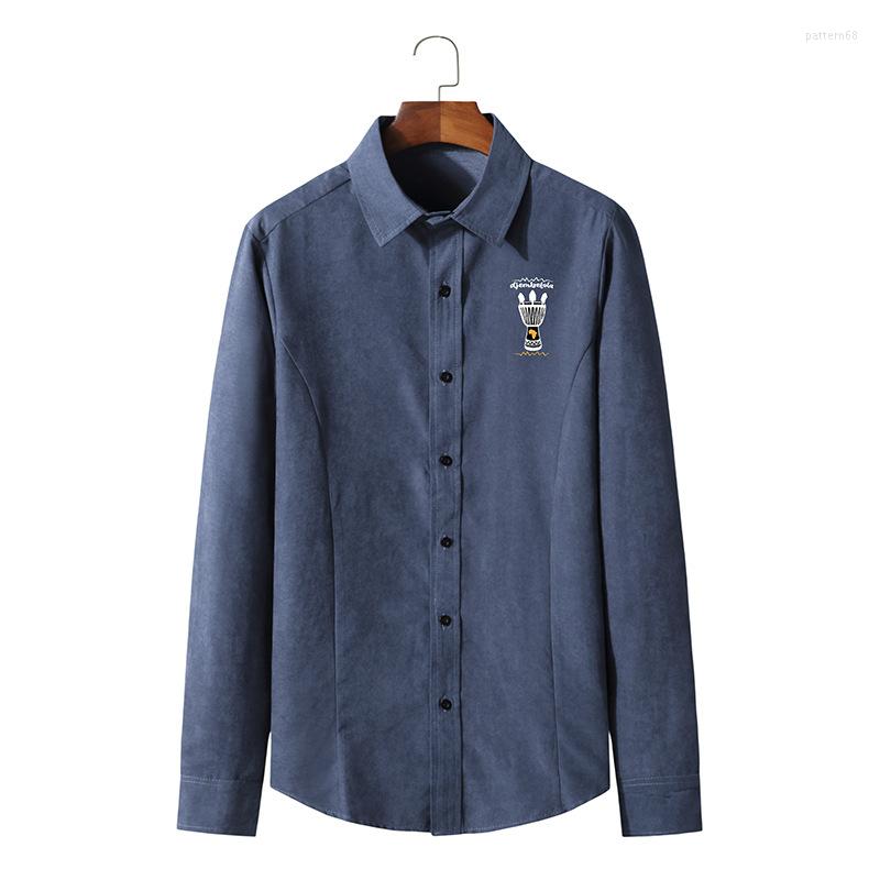 

Men's Casual Shirts Vintage African Style Button Up Shirt Men 2023 Brand Slim Fit Long Sleeve Mens Dress Work Business Clothes, Orange