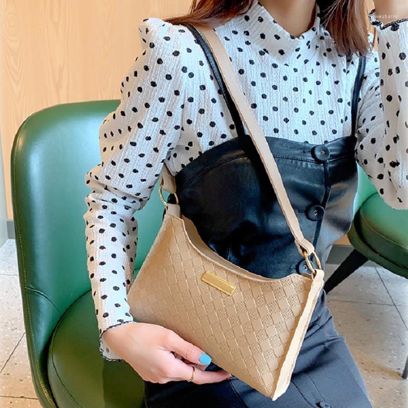 

Evening Bags Women's Shoulder Bag PU Leather Fashion Underarm For Women Girls Solid Color Exquisite Female Handbags Luxury Designer, Brown