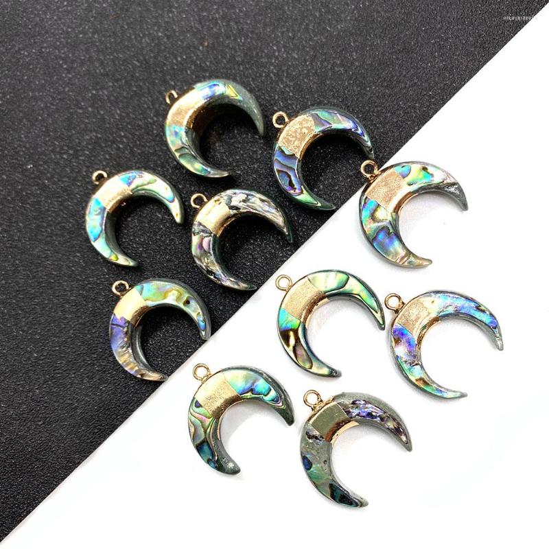 

Charms Natural Abalone Shell Moon Gold Plated Pendant 21x22mm For Making Charm Fashion Jewelry DIY Necklace Earrings Bracelet Accessory