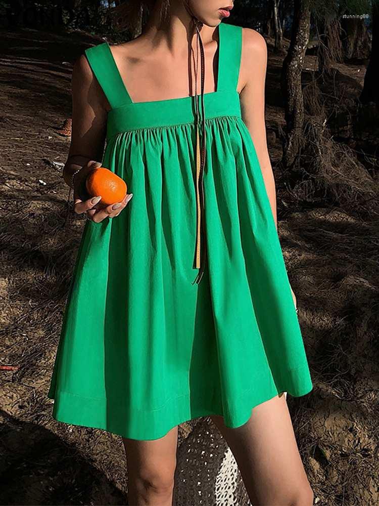 

Casual Dresses Women VONDA Sexy Sleeveless Mini Dress 2023 Summer Sundress Straps Solid Color Loose Pleated Party Beach Vestidos Robe, Black