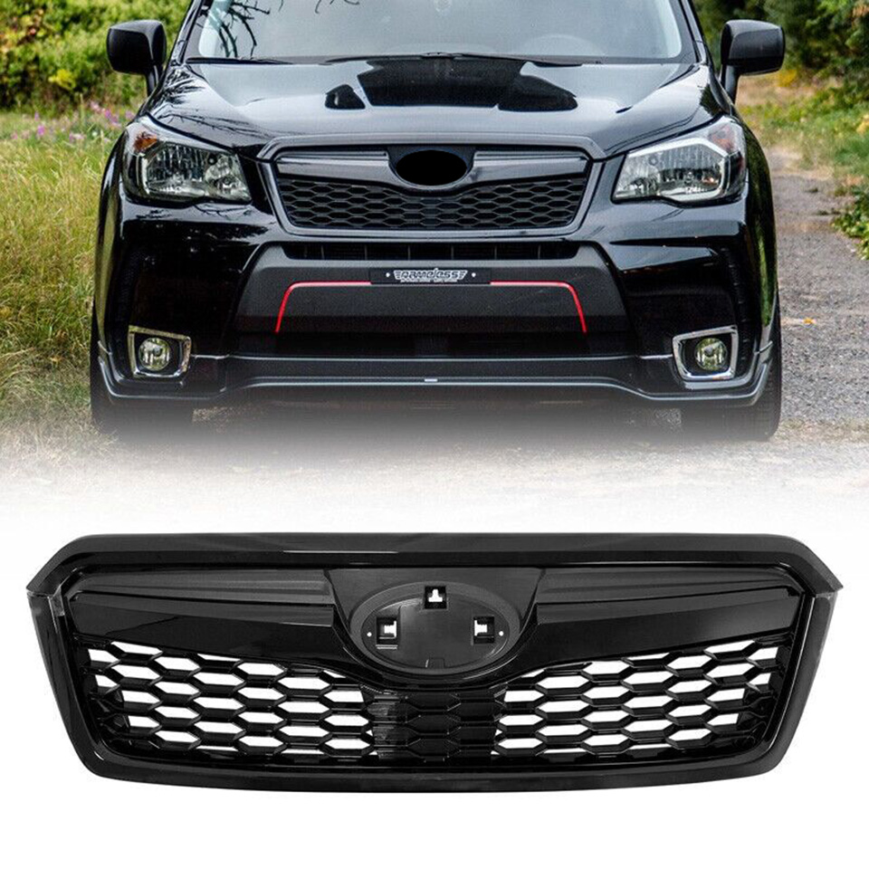 

Gloss Black ABS Sti Style Front Grill Mesh Kit For Subaru Forester 2013-2018 Upper Bumper Grille Racing Grills