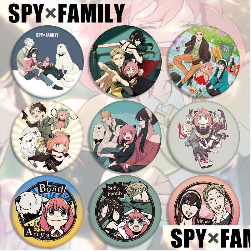 

Pins Brooches Spy X Family Brooch Pins Twilight Yor Forger Anya Charm Cosplay Figures Round Badges Lapel Souvenir Jewelry Gift Drop Dhkhs