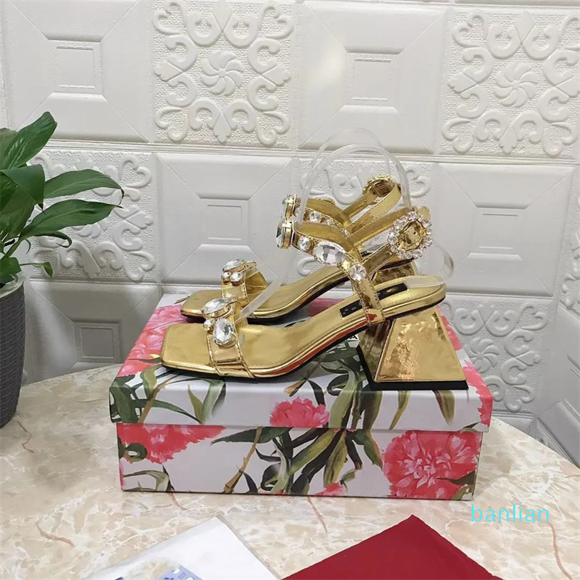 

Sculpted high-heeled Sandals Summer Leather High Heels Sandal Designers Shoes Party Heeled High 6.5C