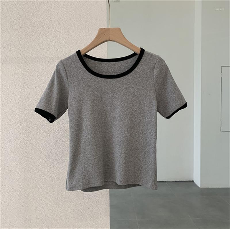 

Stage Wear Match Color Knitted Soft Breathable Ballet Dance Body Top Short-sleeved Square-neck Dancing Dress Modern Crop, Black