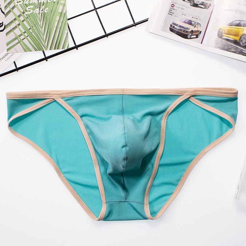 

Underpants Men Underwear U-convex Briefs Sexy Panties Ultra Thin Ice Silk Triangle Pants For Young Solid Breathable Bikini, Black