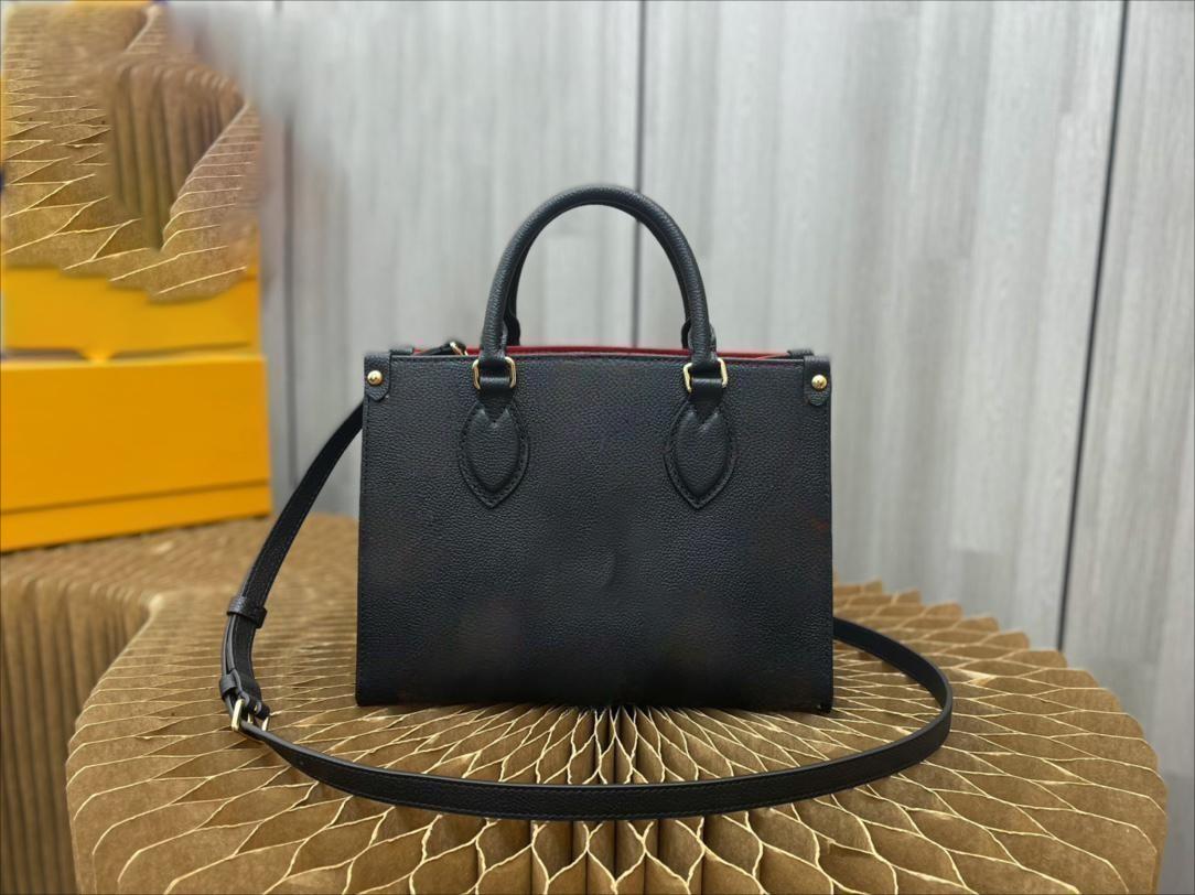 

5A New Summer Luxury ONTHEGO Shoulder Bag Designer Top grade Leather Leisure Shopping Bag Women's Handbag Crossbody Bag Fashion Big Wallet, Black flower