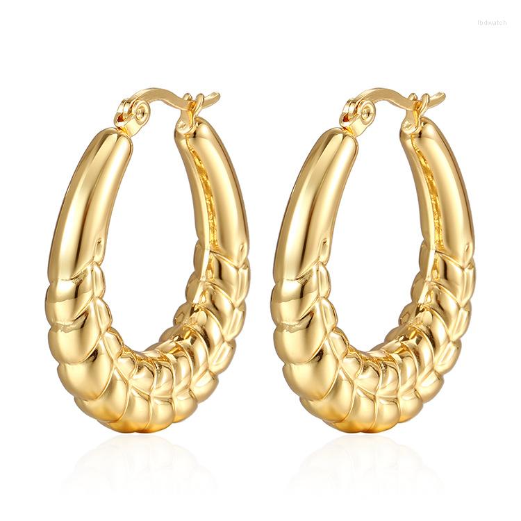

Dangle Earrings Wholesale INS Pattern Hollow Stainless Steel 18 Gold Women's Round Titanium