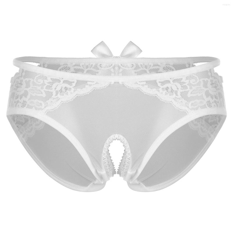 

Women's Panties Sexy Womens Low Rise Crotchless Briefs Erotic Underwear Lace Patchwork See Through Mesh Hollow Out Underpants, Type a black