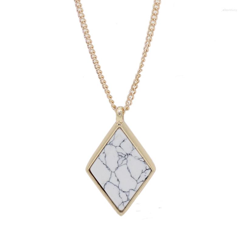 

Chains Fashion Natural Stone Geometric Charm Pendant Necklace For Women
