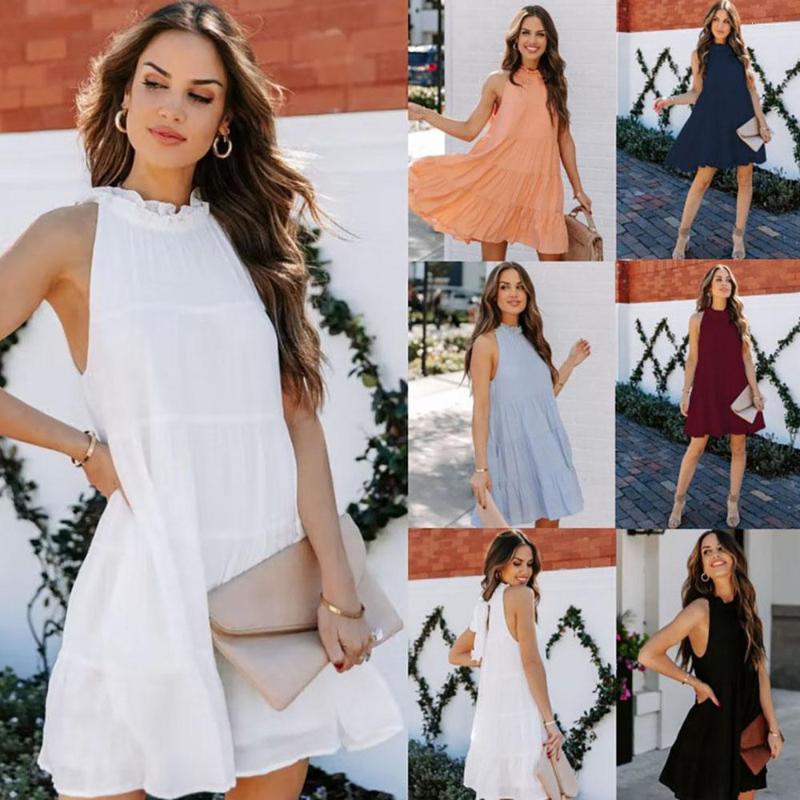 

Casual Dresses Summer Cotton Dress For Women Loose O Neck 2023 Trend Travel Lady Clothes, White