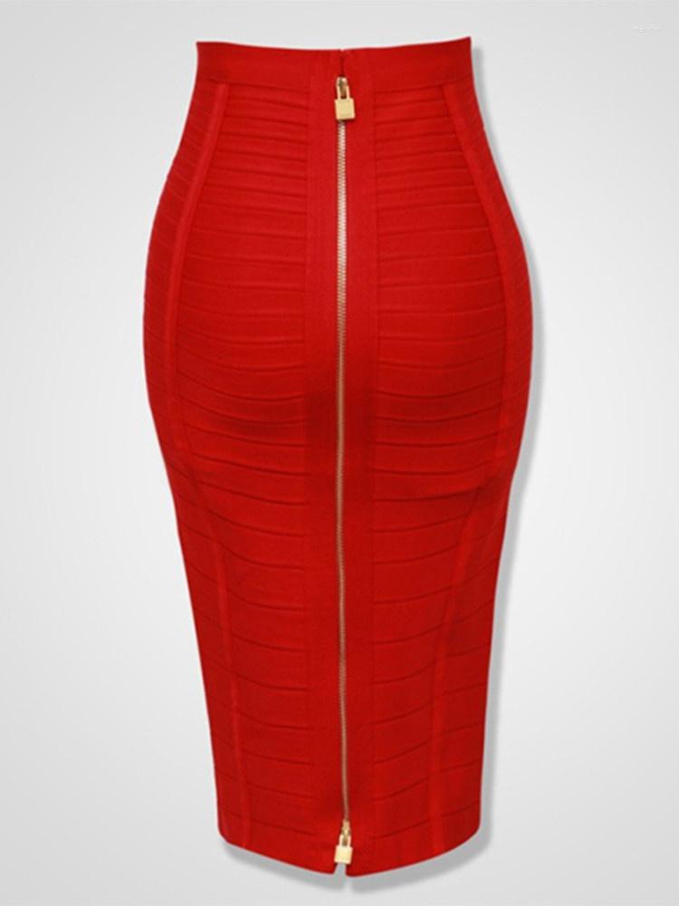 

Skirts 2023 13 Colors Plus Size XL XXL 58cm Women Sexy Zipper Black Blue Orange Red Bandage Skirt Designer A Line, Beige