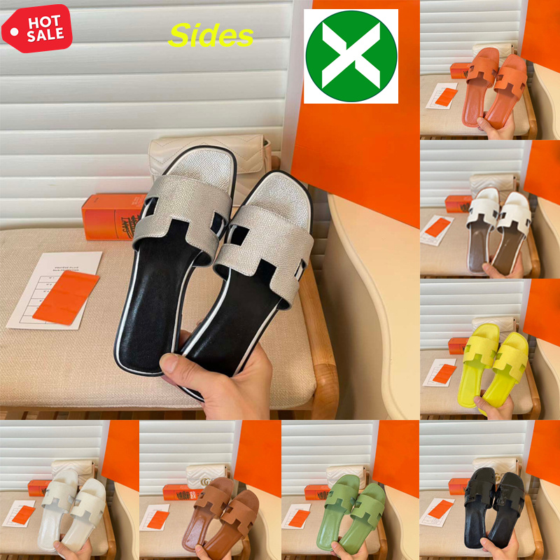 

2023 Sandales Fashion Sandals Genuine Leather Women Slippers Summer Luxury Flat Slides Ladies Beach Sandal Party Wedding Oran Slipper size 35-43 with box, 14