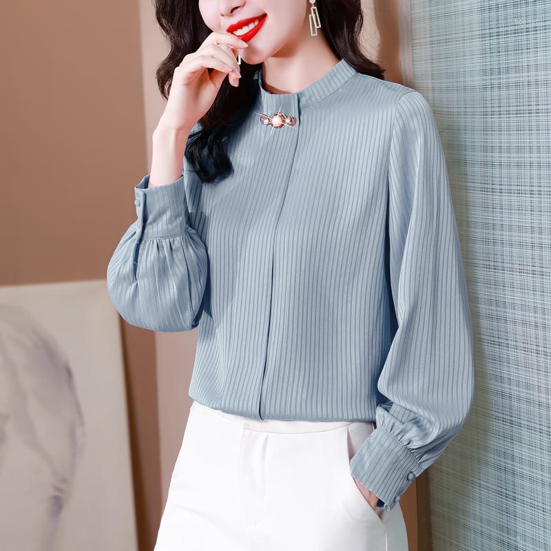 

Women' Blouses 2023 Autumn Fashion Satin Solid Color Long-sleeve Women Shirts Office Lady Work Formal Blouse Female, Pink