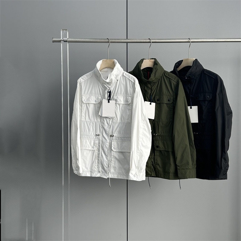 

trench coat women jacket Fashion 4 Pockets Stand Up Collar Army Green Loose Coats for Spring Casual Outdoor Clothes, Ivory