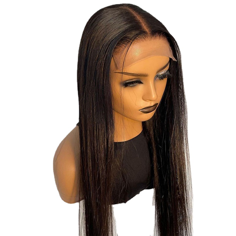 

Lace Front Wig For Women Babyhair Preplucked Soft 180%Density 26Inch Natural Black Silky Straight Long Natural Hairline Glueless