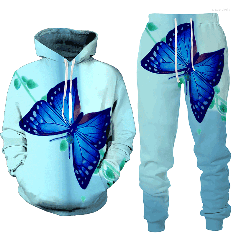 

Men' Tracksuits 3D Printing Butterfly Fashion Men Women Crewneck Hoodies Pants Plus Size -7XL Harajuku Clothes Casual Pockets, Multi