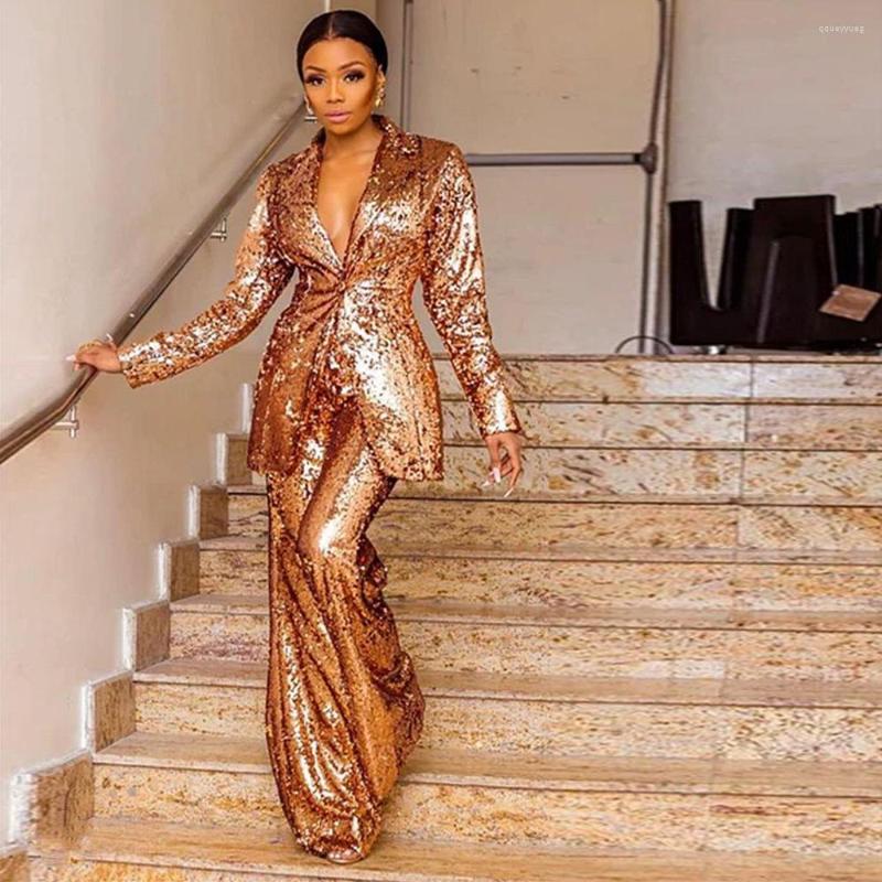 

Party Dresses Sparking Sequin Womens Suit Prom Two Pieces Slim Fit Females Tuxedos For Special Occasion Gown Straight Office Lady Wear, Same as picture