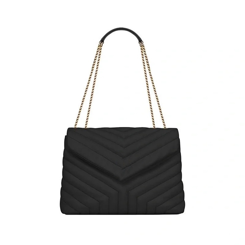 

Pure color envelope bag leather loulou quilted bag pillow coin purse classic with long cuban chains matelasse lining metal hardware shoulder bags pretty XB019 E23, 2#