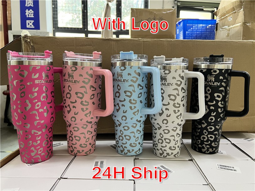 

1pc 40oz Stainless Steel Tumbler with Handle Lid Straw Big Capacity Beer Mug Leopard Water Bottle Outdoor Camping Cup Vacuum Insulated Drinking Cups ss0213