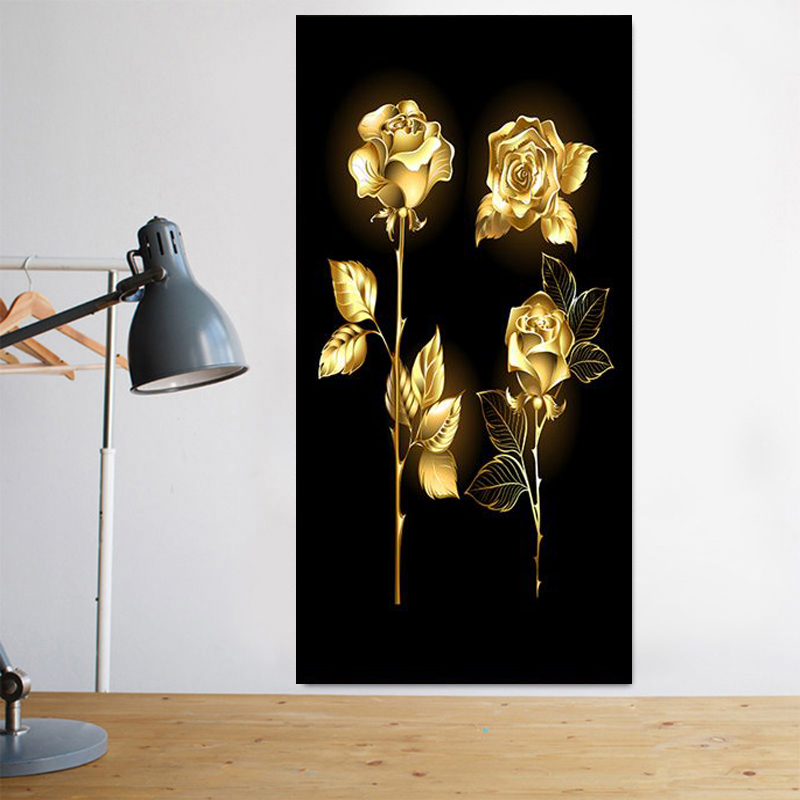 

Abstract Painting Wall Art Golden Leaves and Flower Tree Oil Painting on Canvas Posters and Prints Pictures for Living Room Deco
