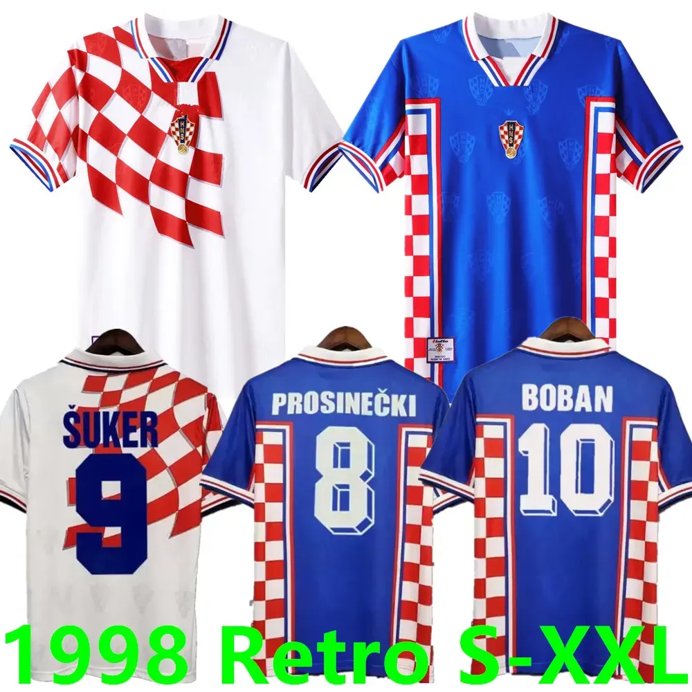 

1998 Home Away SUKER Retro jerseys Boban Croatia Soccer jerseys vintage classic Prosinecki football shirt SOLDO STIMAC TUDOR MATO BAJIC maillot de foot 666, Black