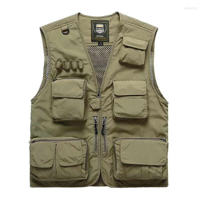 

Men's Vests Mens Jacket Sleeveless Vest Autumn Outdoor Multi-pocket Pographer Fishing Workwear Loose Director's -5XL, Black