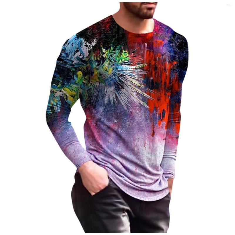 

Men's T Shirts Men T-shirt 2023 Fashion Casual Printed Long Sleeve O-neck Tops Blouse Clothing Vintage Tshirts Drop, Black