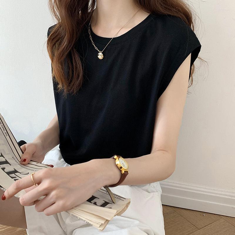 

Women's T Shirts 2023 Summer Women V-Neck Simple Loose Sleeveless T-Shirts Vest Solid Color Casual Sexy Ladies Tanks Top Ropa Mujer, White