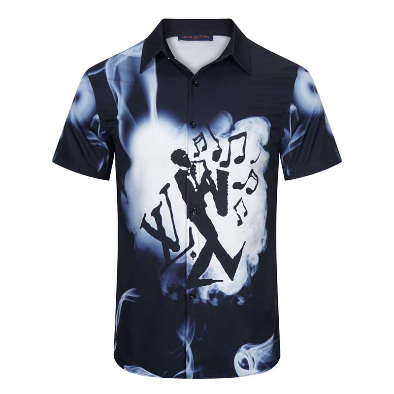 

23 trendy brand new mulberry silk blend material jazz musician silhouette loose fit men and womens short sleeved shirt shirt, Multi