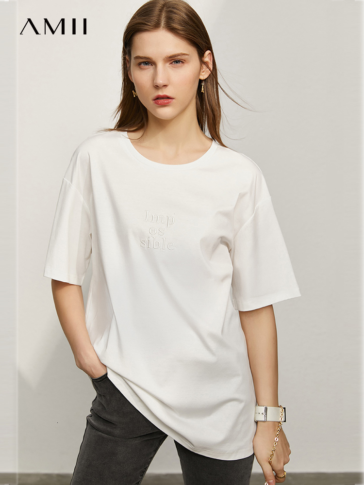 

Women' T-Shirt Amii Minimalism Summer Women' T-shirt Fashion Letter Embroidery O-neck Loose Female Tees Causal Women' Tshirt 1210 230414, Deep green