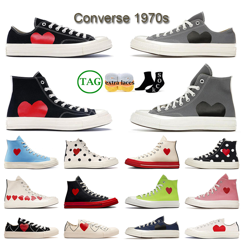

Designer 1970s Canvas Shoes Fashion Luxury chuck taylors all star classic comme des garcons mens womens Play Polka Dot High Low tennis trainers sports sneakers, C40