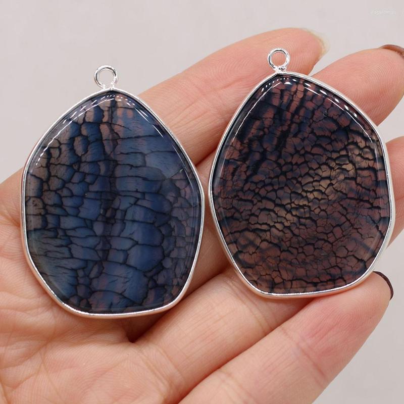 

Pendant Necklaces Natural Dragon Pattern Agate Charms Irregular Shape For Jewelry Making DIY Necklace Earrings Accessories 33x45mm