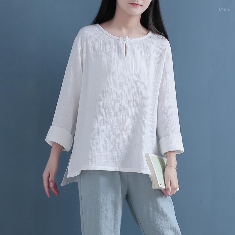 

Women's Blouses Tops Cotton Linen Shirt Women Casual Loose Button 13 Colors Vintage Comfortable Soft Shirts, Mint