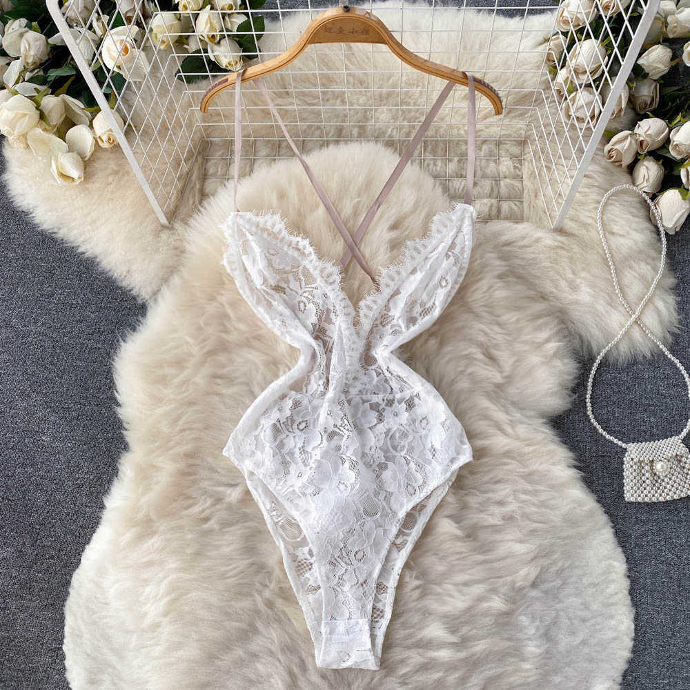 

Nxy Hollow Out Lace Sexy Camis Bodysuits Perspective Thin Fashion Up Female Summer Sheath Vacation Jumpsuits 230328, Sky blue