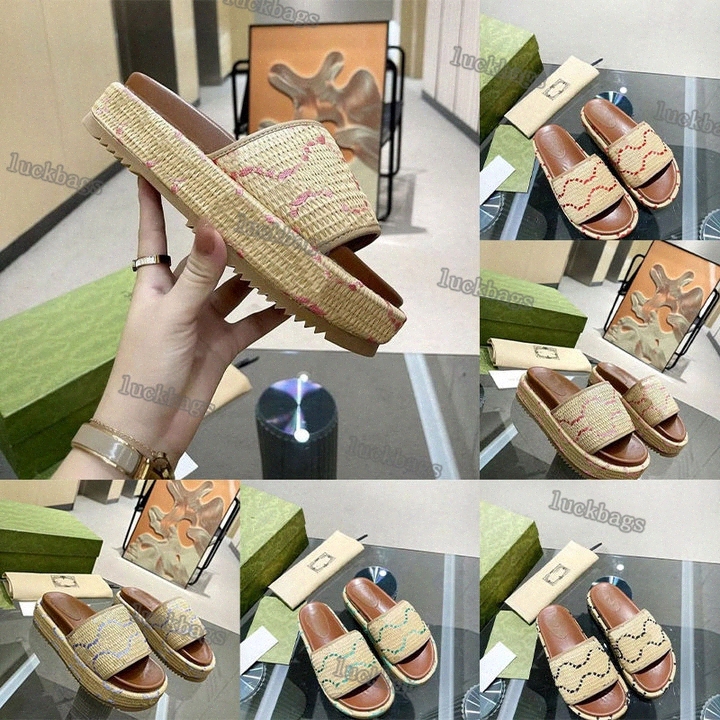 

Designer Slippers Luxury Women Fashion Home Slipper Women Wear Beach Sandals Straw Braided Style Shoes Thick Soles Non-Slip Soft Soles Sandal 20yB#