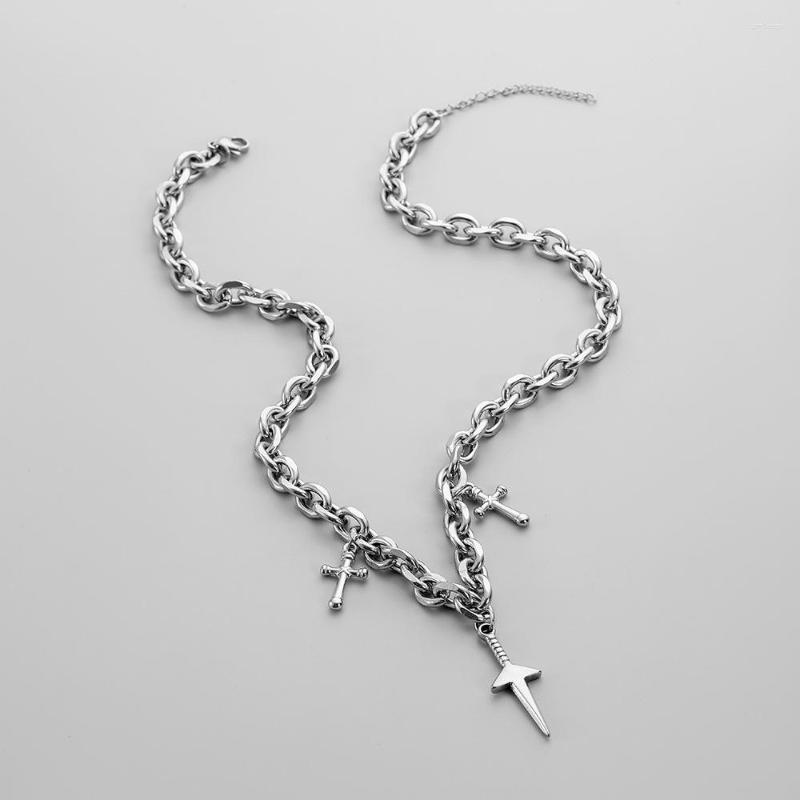 

Pendant Necklaces Fashion Dagger Cross Stainless Steel Men Hip-Hop Personality Trendy Necklace Party Jewelry Gift
