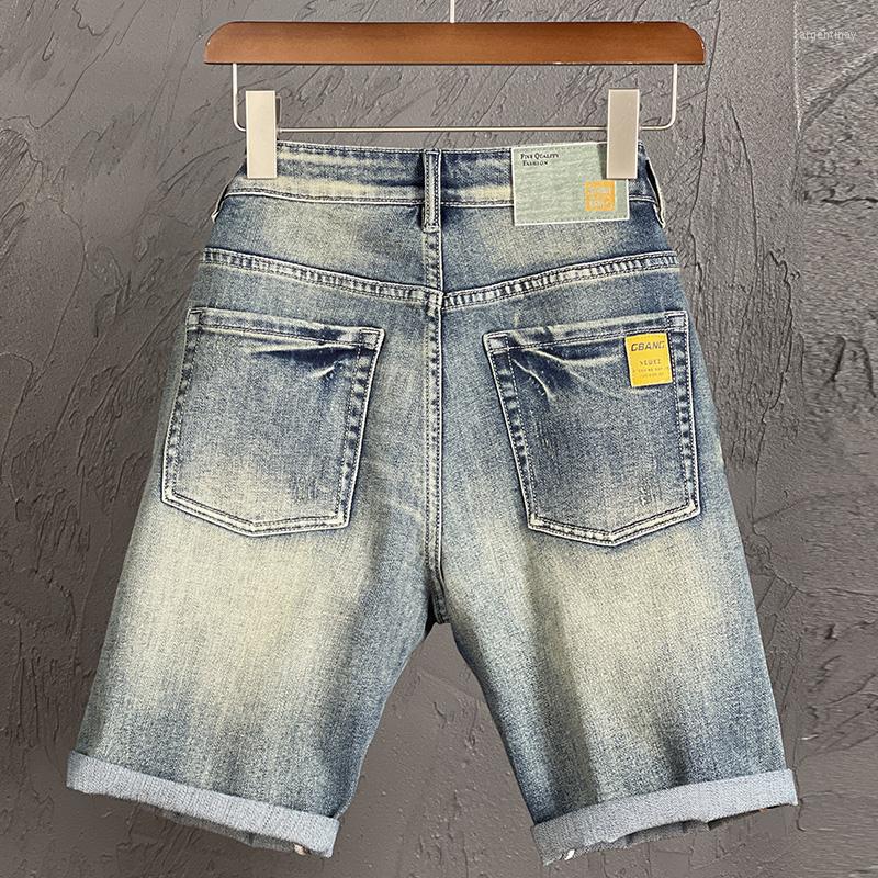 

Men's Shorts 2023 Summer Men's Retro Stretch Denim Korean Fashion High Quality Cotton Regular Fit Short Jeans Male Brand Clothes, Blue