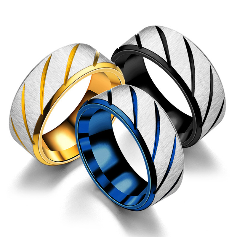 

Fashion Twill Rings Men Women Bevel Stripe Finger Ring Designer Stainless Steel Jewelry Gifts for Unisex