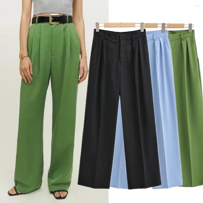 

Women' Pants Withered 2023 Fashion Multicolor Solid High Waist Pleated Loose Trousers Casual Women, Black