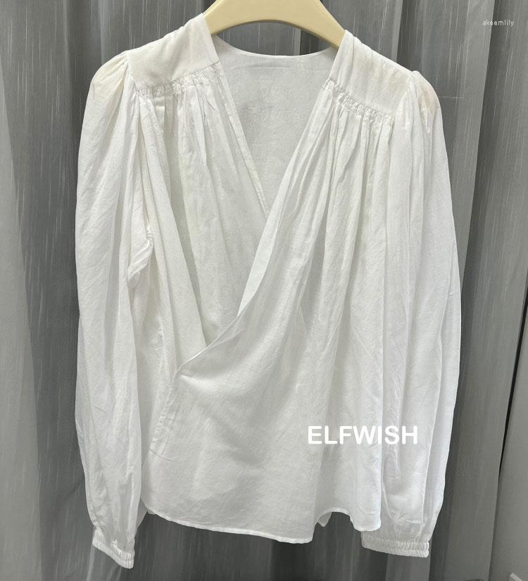 

Women's Blouses Womens White Wrap Blouse V-neck Front Tied Long Wide Sleeves Fashion Loose Kimono Style Tops 2023
