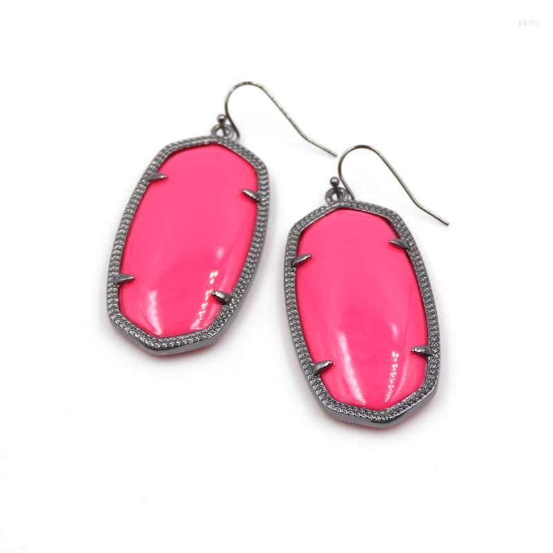 

Dangle Earrings Fashion High Quality Big Oval Black Tone Pink Shinny Earring For Women