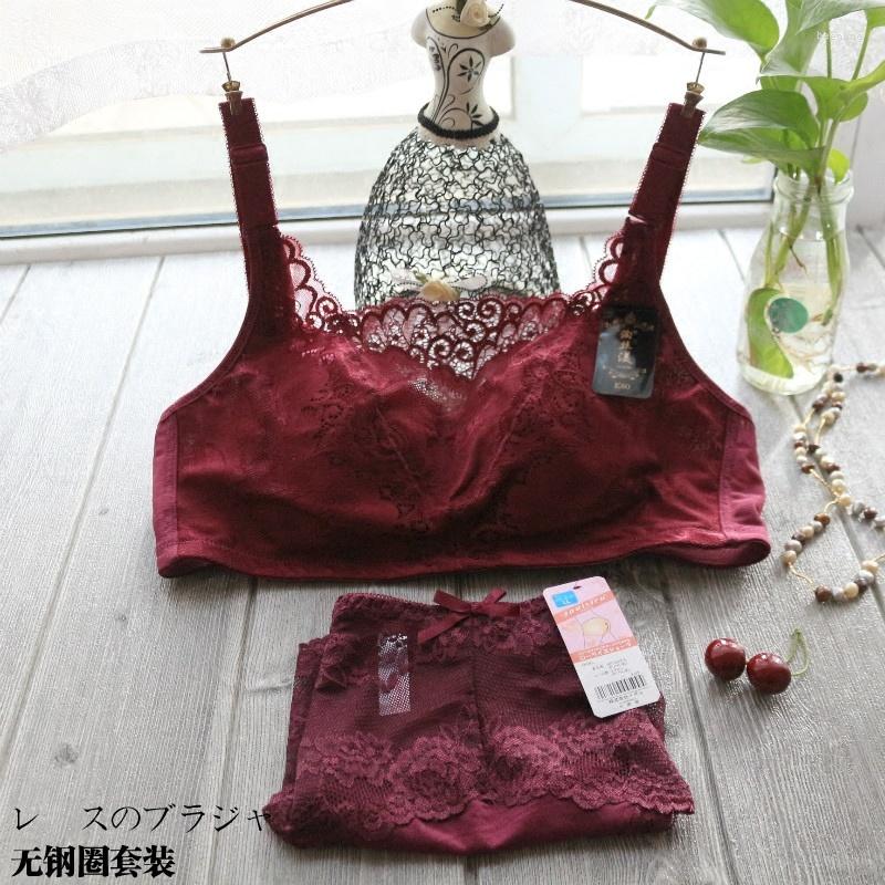 

Bras Sets Large Suit Sexy Lace Bra Full Cup Breast Underwear Gathered B C D E 34 36 38 40 42 44 46 48 Plus Size Clothing 2 Piece Set, Black